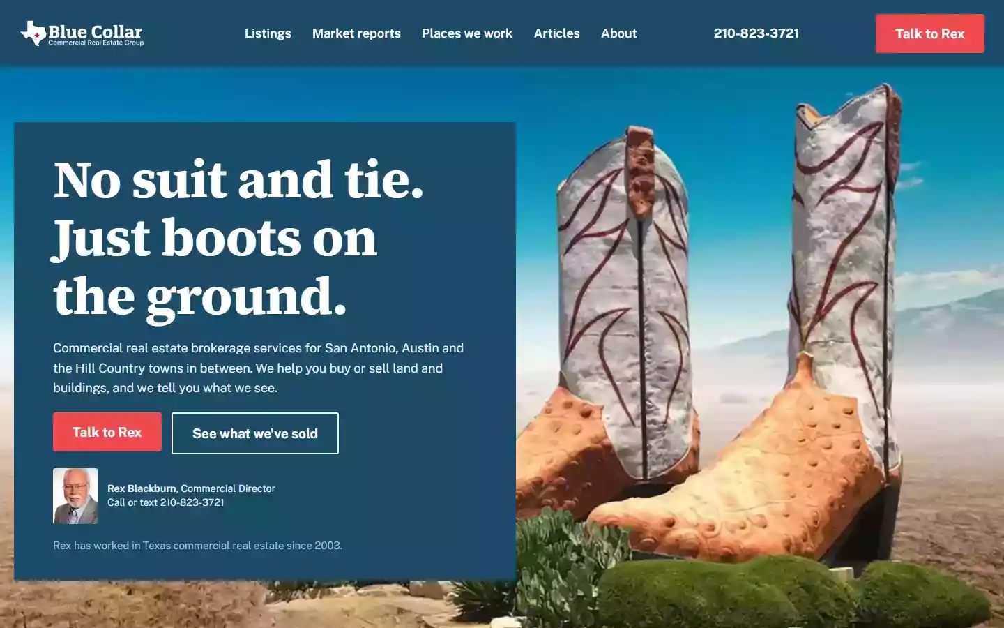 The Blue Collar Commercial Group website, built with UpliftCRE